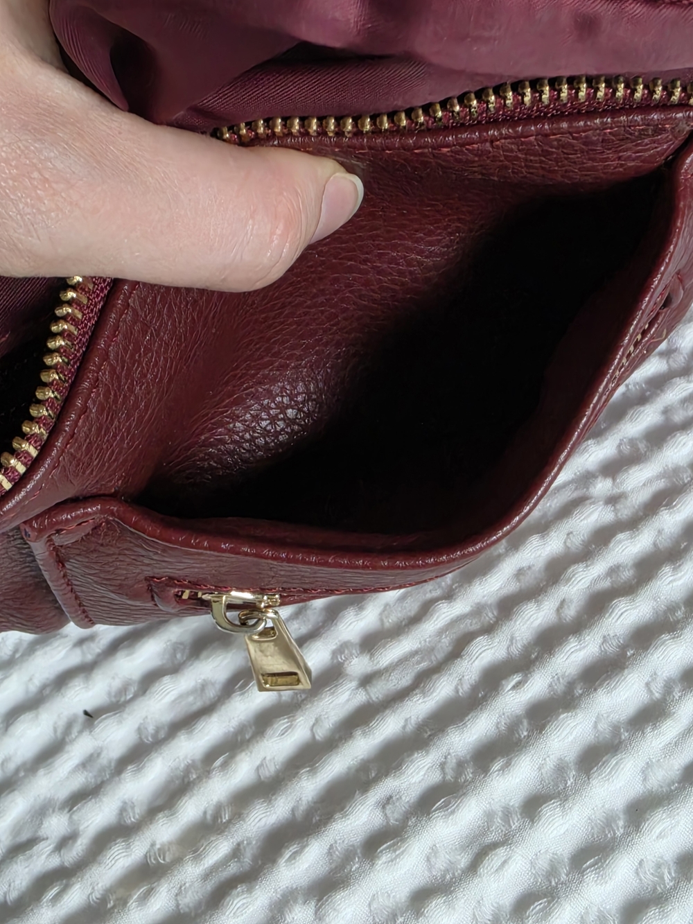 FAWN DESIGN Burgundy Leather Fanny Pack with Gold Hardware - Picture 6 of 7